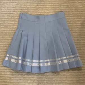 romwe blue pleated skirt